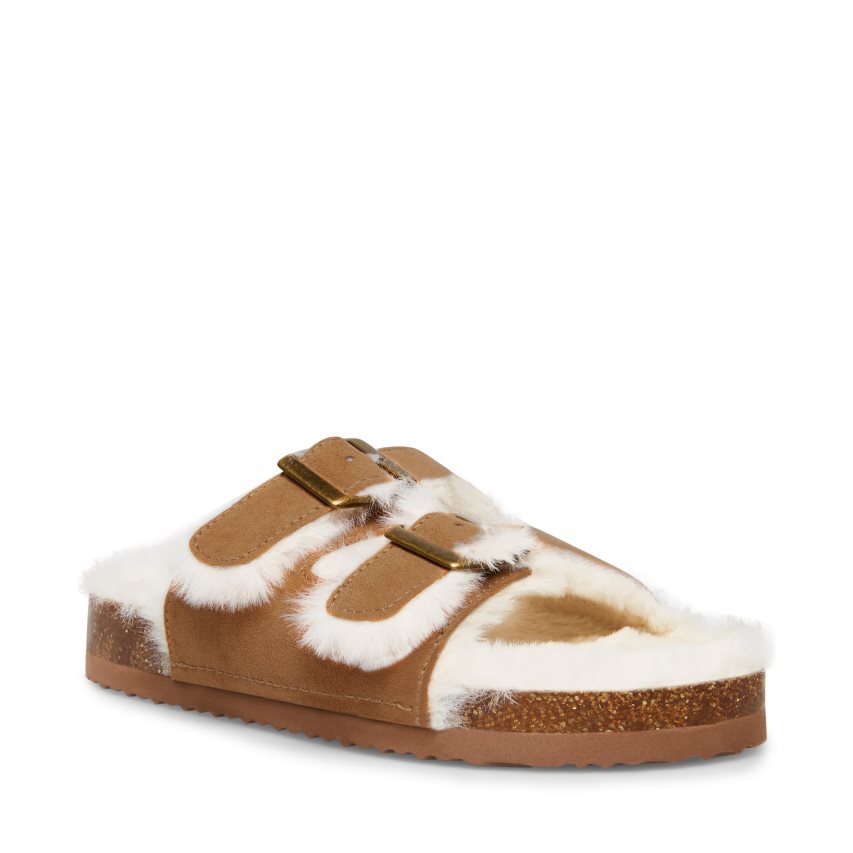 Brown Steve Madden Jleena Kids' Slides | PH 4752YXD